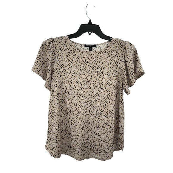 Banana Republic Tops - Banana Republic Womens S Tan Black Flutter Sleeve Blouse Used